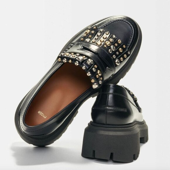 Maje Black Studded Loafers - Picture 1 of 1